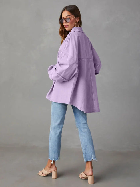 'Andrea' Lightweight Long Sleeve Denim Jacket - Celes Fashion